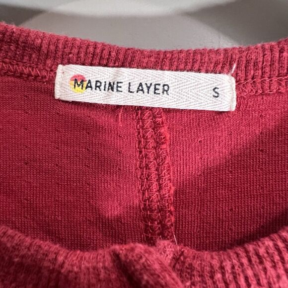 Marine Layer Pajama Women Small Red Striped One Piece Jumpsuit Henley Holiday - Picture 3 of 16